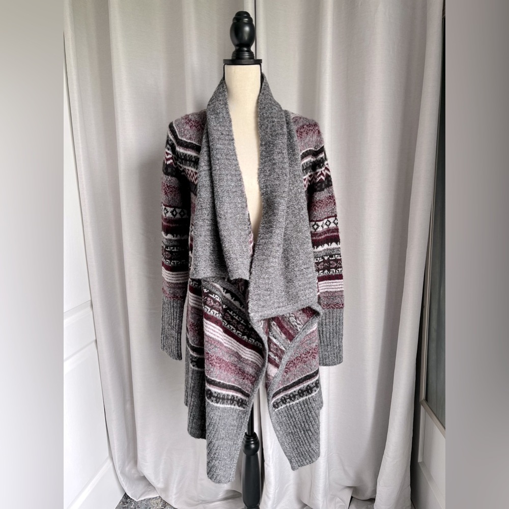 Kensie Patterned Shawl Collar Sweater